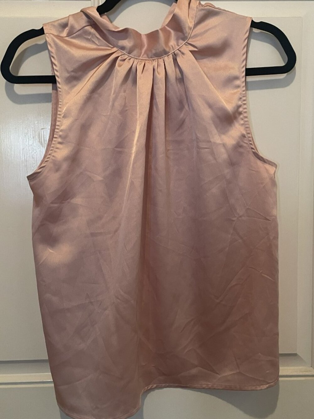 SHEIN Blush Pink Satin Tie-Neck Sleeveless Blouse S